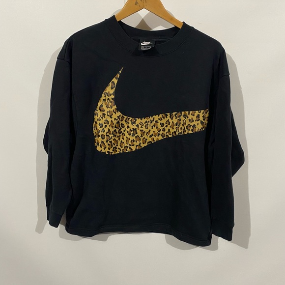 Nike | Tops | Nike Leopard Print Big Swoosh Crewneck Sweatshirt | Poshmark